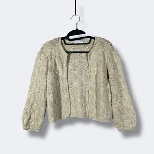 Vintage Bonwit Teller Knit Open Front Cardigan Womens M Minimalist Fall Girl